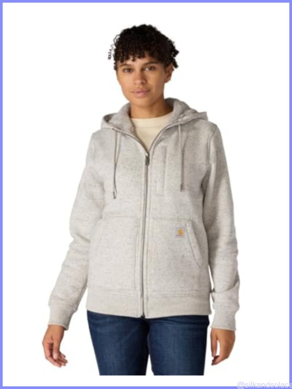 Relaxed Fit Sherpa-Lined Full-Zip Hooded Sweatshirt Midweight Zip Front